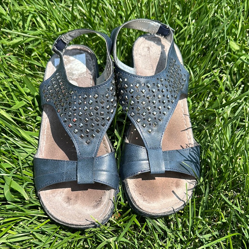Blue Sandals with Studded Design